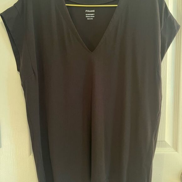 Frame Denim Black Cap Sleeve Tee - Picture 6 of 7